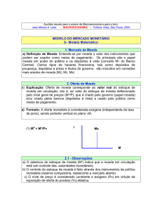 MODELO DO MERCADO MONETÁRIO 6– Modelo Matemático 1