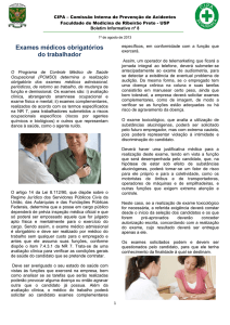 Exames médicos obrigatórios do trabalhador - CIPA - FMRP