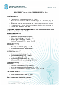 CONTEÚDOS PARA AS AVALIÇÕES DO I BIMESTRE