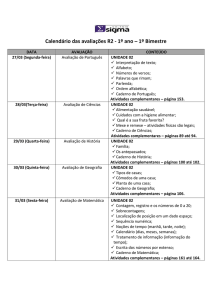 Calendário das avaliações R2