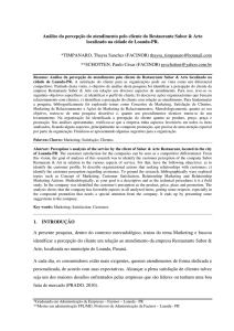 Análise da percepção do atendimento pelo cliente do Restaurante