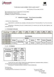 9º ao 3º ano AULA NORMAL Biologia Matemática LP Química Física