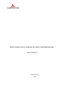 déficit habitacional, em 2013 - Fundação João Pinheiro