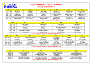 calendário de provas mensais – 2º bimestre ensino fundamental ii