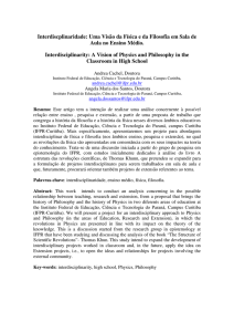Interdisciplinaridade: Uma Visão da Física e da Filosofia em Sala de