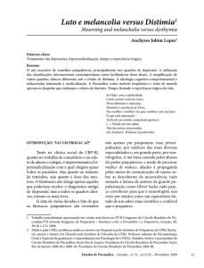 Luto e melancolia versus Distimia - Círculo Brasileiro de Psicanálise