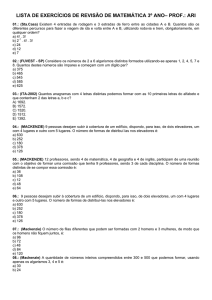 lista de exercícios de revisão de matemática 3º ano– prof.: ari