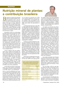Nutrição mineral de plantas: a contribuição brasileira