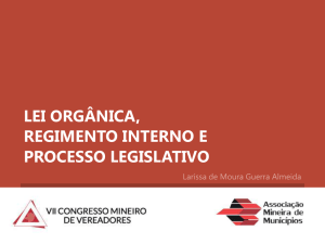 Lei orgânica, regimento interno e processo legislativo. A