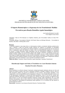O Suporte Hemoterápico e a Segurança do Ato Transfusional