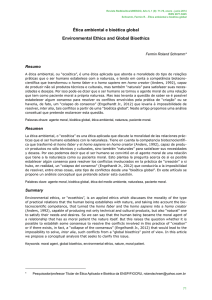 Ética ambiental e bioética global Environmental Ethics and Global