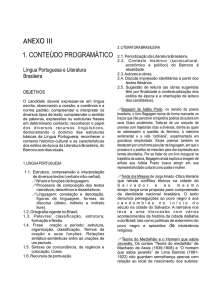 conteúdo programático - Processo Seletivo Vestibular 2011 UNEB