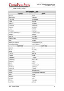 Inglês - 1ª Lista de Vocabulários - Vocabulary