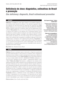 Deficiência de zinco: diagnóstico, estimativas do Brasil e