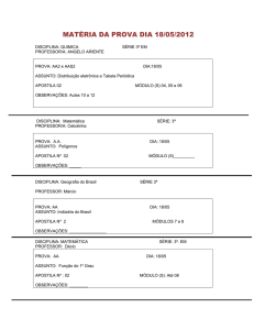 matéria da prova dia 18/05/2012