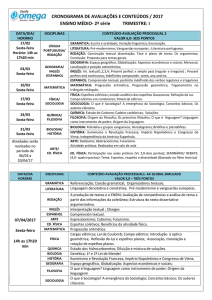 CRONOGRAMA DE AVALIAÇÕES E CONTEÚDOS