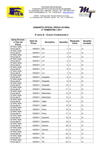 GABARITO OFICIAL PROVA GLOBAL 2º TRIMESTRE / 2011