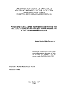 Avaliação da qualidade de um córrego urbano com relação às