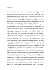 EDITORIAL Em seu quinto ano de existência, a Estudos Nietzsche