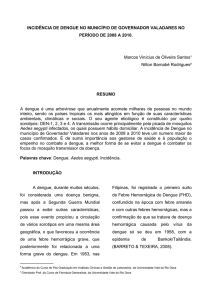 incidência de dengue no município de governador valadares no