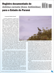 (Aves: Anhimidae) para o estado do Paraná