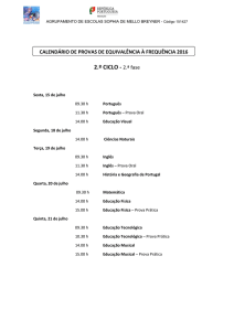 Calendário PEF 2ª Fase - Agrupamento de Escolas Sophia de Mello