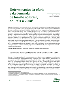 Determinantes da oferta e da demanda de tomate no Brasil, de