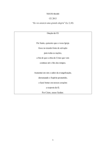 TEXTO BASE CE 2013 ―Eu vos anuncio uma grande alegria‖ (Lc