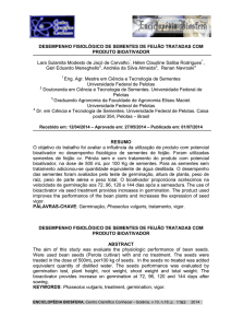 desempenho fisiológico de sementes de feijão tratadas com produto