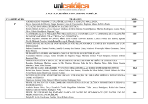 x mostra científica do curso de farmácia classificação trabalho nota