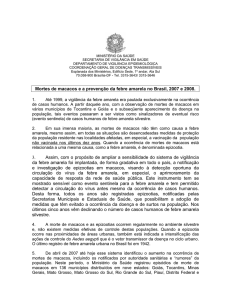 Mortes de macacos e a prevenção da febre amarela no Brasil, 2007