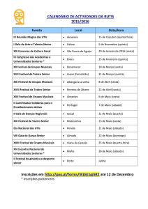 CALENDÁRIO DE ACTIVIDADES DA RUTIS 2015/2016 Inscrições