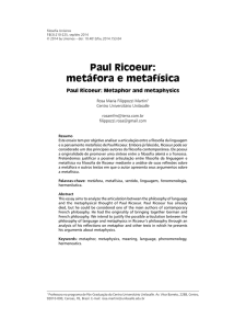 Paul Ricoeur: metáfora e metafísica