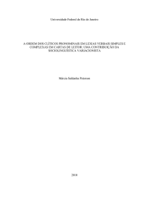 A ORDEM DOS CLÍTICOS PRONOMINAIS EM LEXIAS VERBAIS