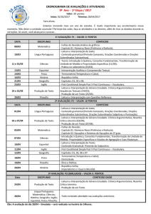 CRONOGRAMA DE AVALIAÇÕES E ATIVIDADES 9º Ano