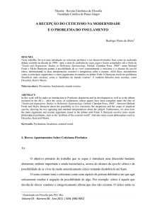 a recepção do ceticismo na modernidade e o problema do