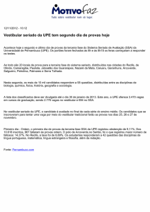 Vestibular seriado da UPE tem segundo dia de provas hoje