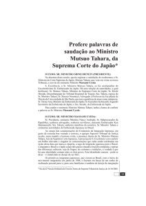 Profere palavras de saudação ao Ministro Mutsuo Tahara, da