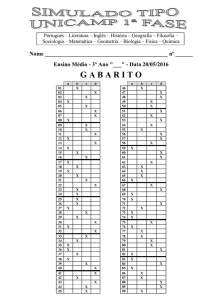 Gabarito Simulado Unicamp 1ª Fase 2016