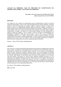 ANÁLISE DA PRIMEIRA FASE DO PROCESSO DE SUBSTITUIÇÃO