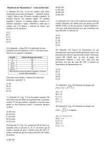 Monitoria de Matemática I – Lista de Revisão
