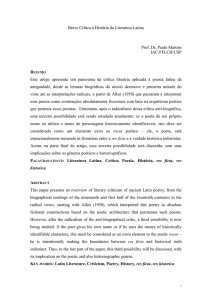 Breve Crítica à História da Literatura Latina Prof. Dr. Paulo