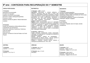 6º ano - CONTEÚDOS PARA RECUPERAÇÃO DO 1º SEMESTRE