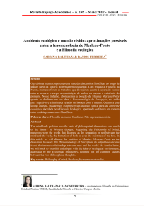 Ambiente ecológico e mundo vivido: aproximações possíveis entre