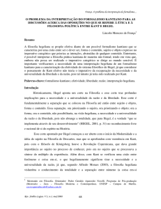 O problema da interpretação do formalismo Kantiano - IBB