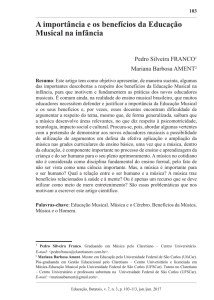 A import&acirc;ncia e os benef&iacute;cios da Educa&ccedil;&atilde;o Musical na inf&acirc;ncia