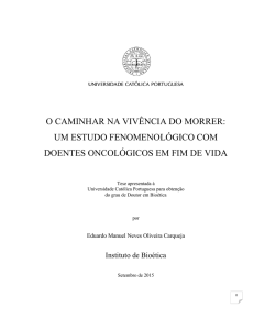 o caminhar na vivência do morrer: um estudo fenomenológico com