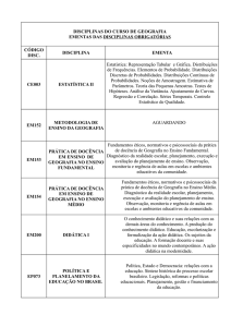 DISCIPLINAS DO CURSO DE GEOGRAFIA