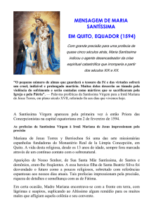 Mensagem de Maria SSª em Quito Equador