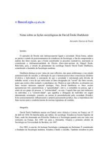 Notas sobre as lições sociológicas de David Émile